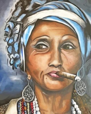 Aesthetic Cuban Lady Smoking Paint By Numbers