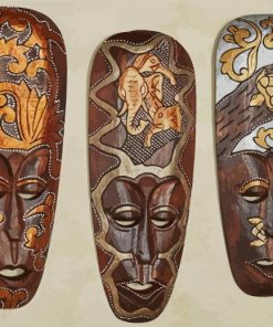 African Wood Masks Paint By Numbers