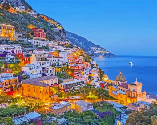 Amalfi Coast Night Paint By Numbers