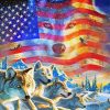 American Flag Wolves Art Paint By Numbers