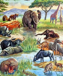 Animal Watering Hole Paint By Numbers