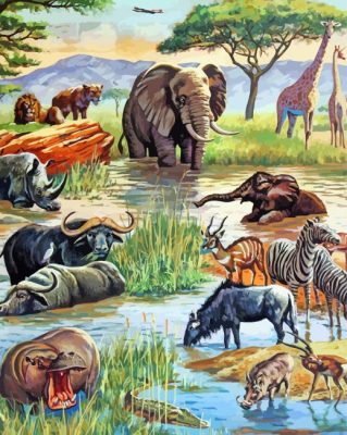 Animal Watering Hole Paint By Numbers