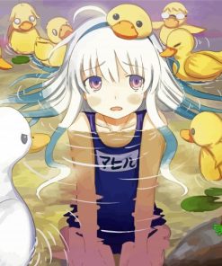 Anime Girl With Ducks Paint By Numbers