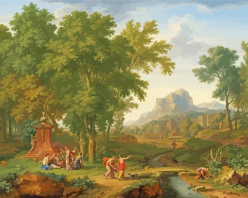 Arcadian Landscape With A Bust Of Flora Huysum Art Paint By Numbers