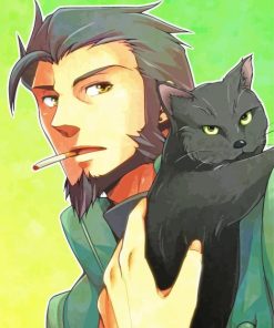 Asuma Sarutobi With A Black Cat Art Paint By Numbers