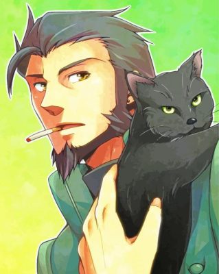 Asuma Sarutobi With A Black Cat Art Paint By Numbers