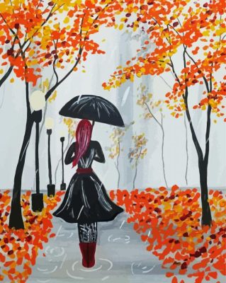 Autumn Stroll Girl Art Paint By Numbers