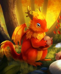 Baby Dragon And Acorn Paint By Numbers