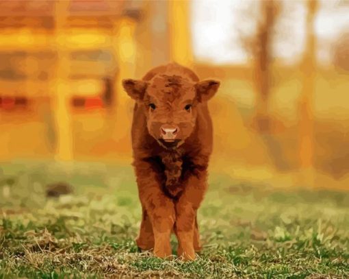 Cute Baby Highland Cow Paint By Numbers