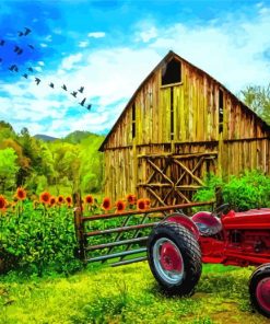 Barn Tractor Paint By Numbers