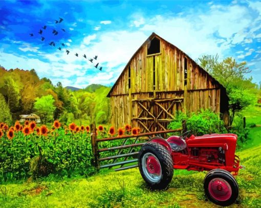 Barn Tractor Paint By Numbers