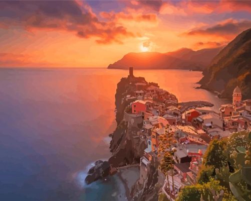 Beautiful Sunset In Vernazza Paint By Numbers