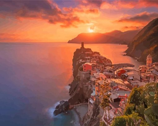 Beautiful Sunset In Vernazza Paint By Numbers