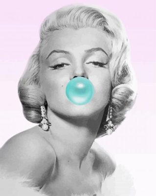 Black And White Marilyn Monroe Blowing Bubble Paint By Numbers