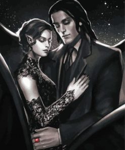 Black And White Vampire Couple Paint By Numbers