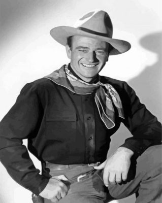 Black And White Young John Wayne Paint By Numbers