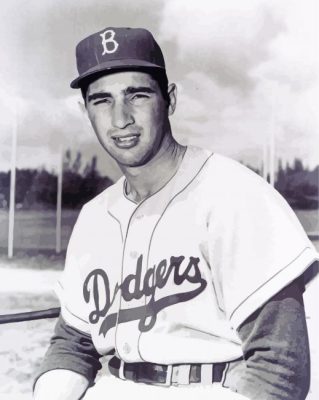 Black And White Baseballer Sandy Koufax Paint By Numbers