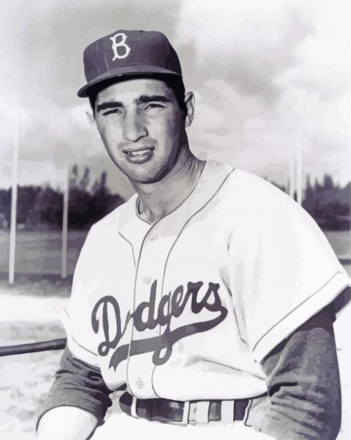 Black And White Baseballer Sandy Koufax Paint By Numbers