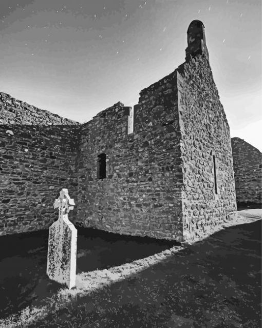 Black And White Clonmacnoise Paint By Numbers