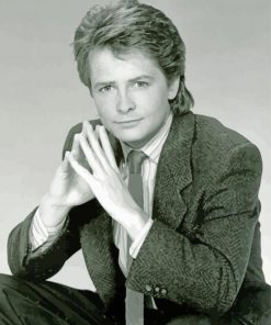 Black And White Young Michael J Fox Paint By Number