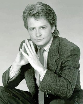 Black And White Young Michael J Fox Paint By Number