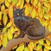 Black Cat In Autumn Leaves Paint By Numbers