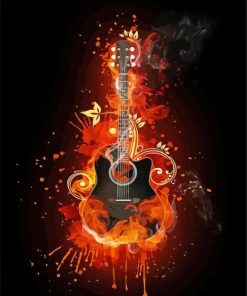 Black Flaming Guitar Paint By Numbers