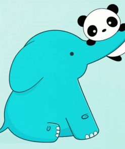 Blue Elephant And Panda Paint By Numbers