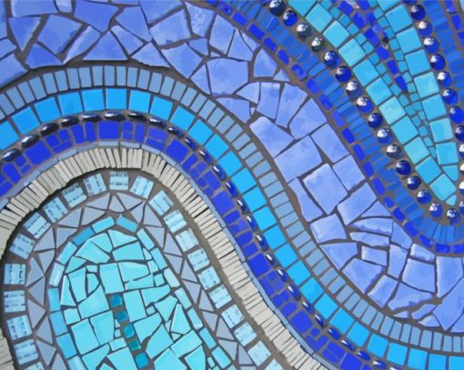 Blue Mosaic Paint By Numbers