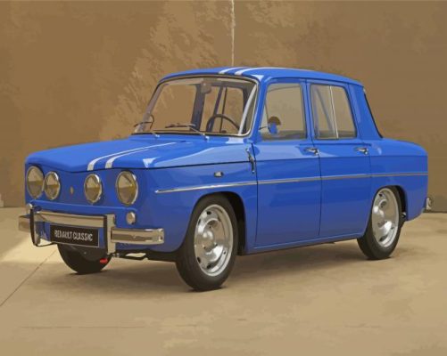 Blue Vintage Renault Car Paint By Numbers