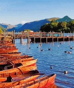 Boats In Derwentwater Side Paint By Number