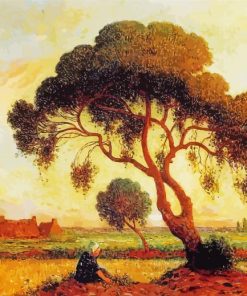 Breton Woman Seated Under A Large Tree By Ferdinand Du Puigaudeau Paint By Numbers