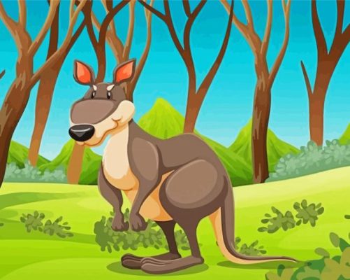 Cartoon Tree Kangaroo Paint By Number