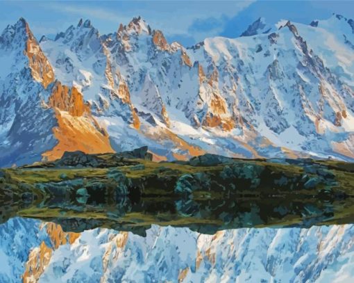 Chamonix Mountains Reflection Paint By Numbers