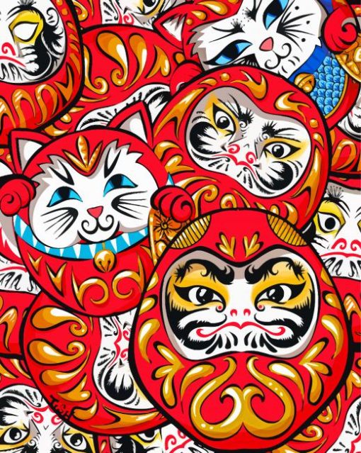 Chinese Daruma Dolls Paint By Number