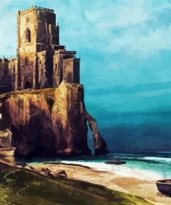 Cliff Side Castle Building Paint By Numbers