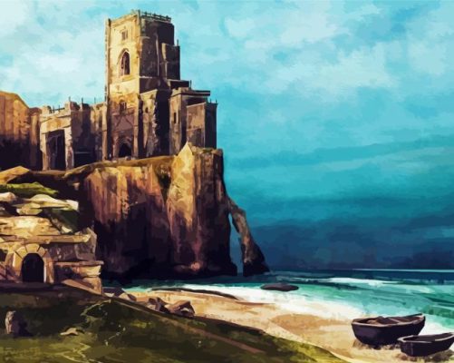 Cliff Side Castle Building Paint By Numbers