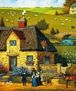 Countryside Stone Cabin Paint By Numbers