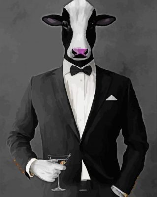 Cow Wearing Suit Paint By Numbers