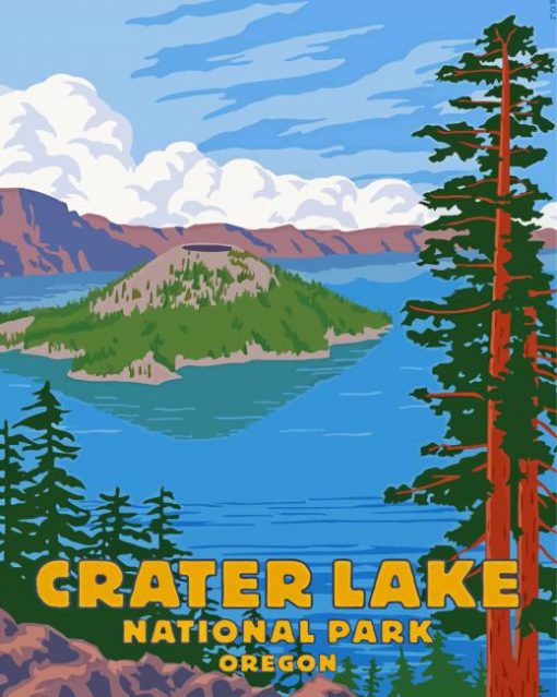 Crater Lake Illustration Paint By Numbers