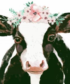 Cute Cow Wearing Flower Crown Paint By Numbers