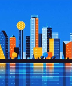 Dallas Skyline Illustration Paint By Numbers