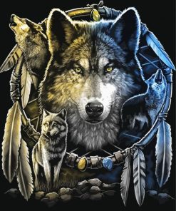 Dream Catcher Wolves Paint By Numbers