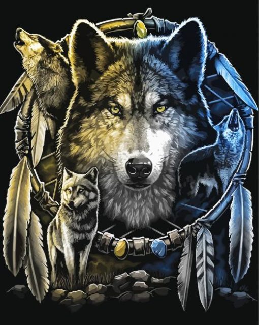 Dream Catcher Wolves Paint By Numbers