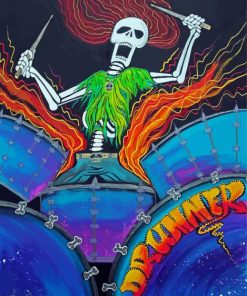 Drummer Skull Paint By Numbers