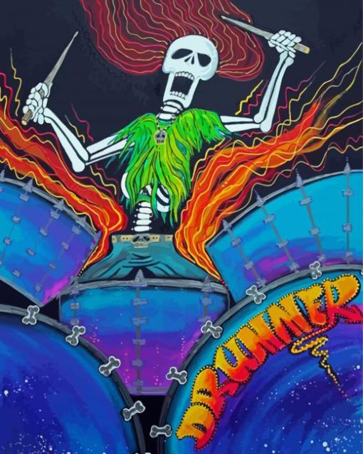 Drummer Skull Paint By Numbers