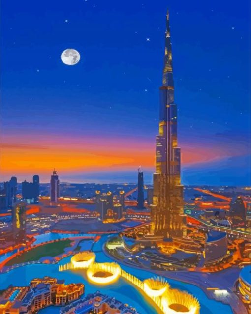 Dubai At Night Paint By Numbers