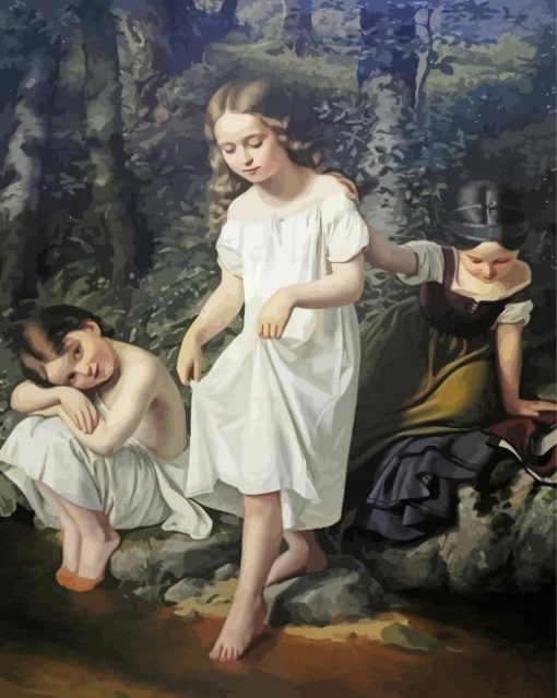 Eduard Steinbruck Children Bathing Paint By Numbers