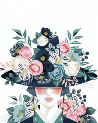 Floral Hat Art Paint By Numbers