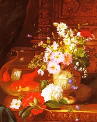 Flowers Vase And Goldfish Bowl Paint By Numbers